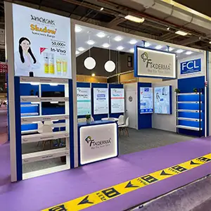 Fixderma exhibition stand construction at Beauty Istanbul 2026 in Istanbul, Turkey