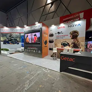 GETAC & NOYA exhibition stand construction at Saha Expo Istanbul 2026 in Istanbul, Turkey