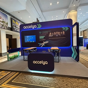 ACCELYA exhibition stand construction at WORLD FINANCIAL AND PASSENGER SYMPOSIUMS (WFS & WPS) 2025 in ISTANBUL, TURKEY